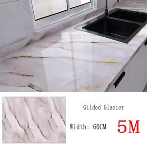 Carrelage en marbre de 60 cm x 5 m avec des propriétés imperméables, anti-taches et anti-pollution. Papier autocollant PVC pour cuisines et portes.