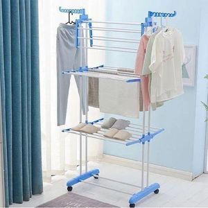 Étendoir Linge Interieur Pliable Séchoir à Linge sur 3 Niveaux à 4 Roues, étendoir avec Ailes Pliantes, Charge Max