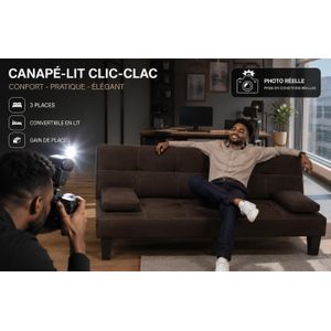 Canapé Lit 2 Places Faux Cuir Clic Clac Canapé-lit en MARRON