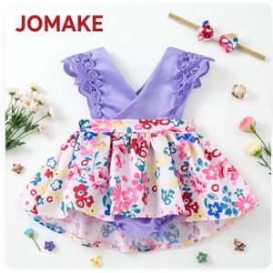 JOMAKE Barboteuse fille 1M-3Y, violet avec cœurs