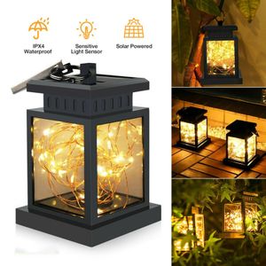 Lanterne décorative solaire classique, étanche, à LED, suspendue pour jardin