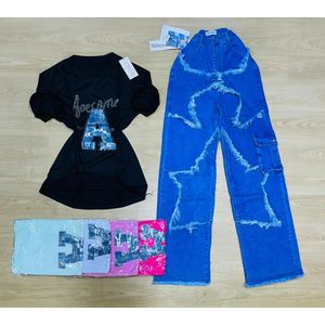Ensemble Fille T-shirt Fashion + Jean Denim – Enfants 6 à 12 Ans
