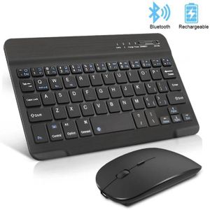 Clavier sans fil slim rechargeable Bluetooth + souris combo 2-en-1 - Noir