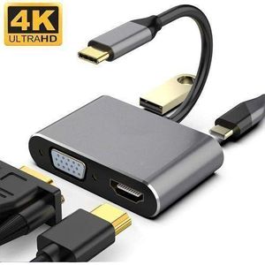 Adaptateur USB C avec HDMI VGA 4K Hub Type C 4 en 1 Port