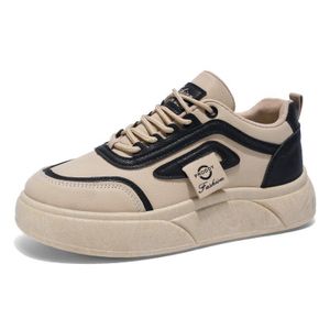 GLARPEBIE Chaussures de sport et de loisirs en PU à la mode pour femmes Baskets Pour Femme- Beige