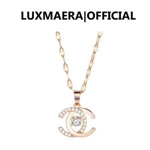 Luxmaera Collier Femme Pendentif Double C Luxueux à Diamants