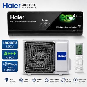 Haier Climatiseur - AICE COOL - Black Mirror 13000 BTU Inverter WiFi A+++ – HSU-13QF14CI