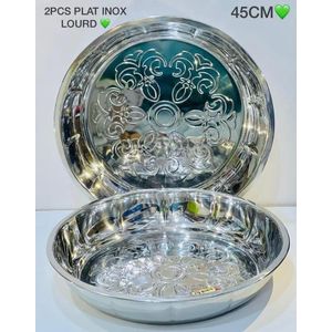 Plateau rond en acier inoxydable - 45 cm