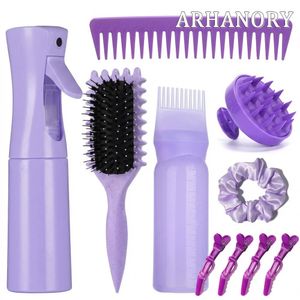 ARHANORY Kit coiffure 10 pièces avec bouteilles spray rechargeables bouteille coloration brosse silicone peigne – Outils de salon