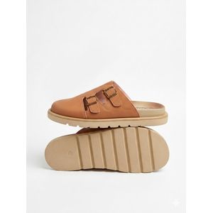 Chaussures de ville style babouche premium marron Fauve 
