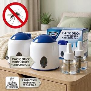 Pack 2 Diffuseurs Anti-Moustiques Électriques + 2 Recharges – NuitSereine