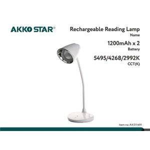 AKKO STAR Lampe de lecture rechargeable AK-511491, Lampe de table pour lecture, bureau, chevet