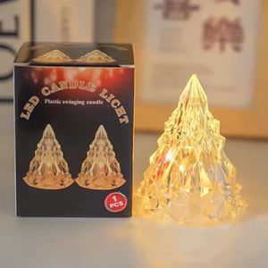 Crystal bougie LED transparent sans flamme batterie lanterne puissance lumière de nuit mariage fête d’anniversaire Noël halloween décoration