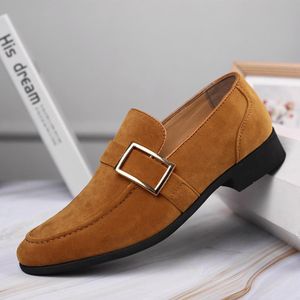 GLARPEBIE Chaussures En Daim Pour Hommes Chaussures Formelles Pour Hommes Chaussures à enfiler à pampilles pour hommes - Marron