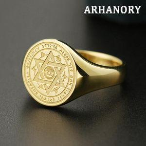 ARHANORY Bague réglable en cuivre pour hommes Œil d'Horus Bénédiction de Dieu Bijoux pour femmes - Or