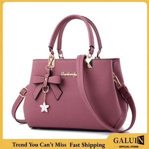 GALUIN Sac bandoulière élégant pour femme, orné d'un pendentif fleur, idéal pour les femmes de bureau, sac à main de couleur unie, sac bandoulière pour femme.