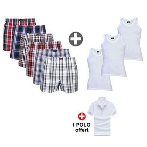 Pack de 6 Caleçons Boxer+ 3 debadeurs + 1 polo offert