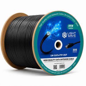 LIGHTWAVE Câble Réseau CAT6 FTP Extérieur 305m – Blindé avec Connecteur RJ45