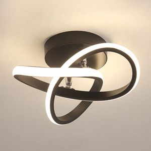 12 Plafonnier LED moderne tricolore avec lumière blanche chaude, design incurvé, 22W, 110V (noir).
