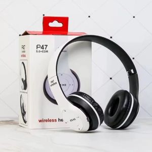TWS Casque Bluetooth p47 EXTRA BASS FM Radio AIR EAR PODS MP3 Player with Mic for Mobile Phone Tablet PC (air ear pod p 47) - Blanc