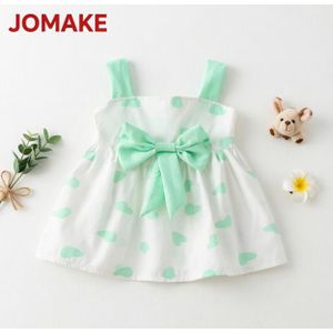 JOMAKE Robe imprimée pour fille de 6M-4 ans, cœur vert, robe à bretelles
