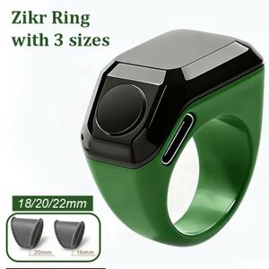  Bague Zikr Tasbih intelligente, Chapelet electronic, Rappel du nombre de sonneries,Guide Qibla,étanche, Rappel des horaires de prière musulmans, Affichage LED, Connexion Bluetooth et app Muslim times,Plusieurs options de minuterie - 18/20 /22mm-VERT