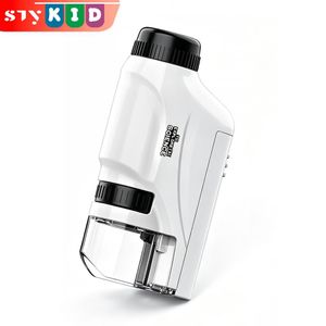 STY Microscope portatif pour enfants Microscope optique portable pour les enfants 60X - 120X Microscope miniature (à partir de 3 ans, piles non incluses)