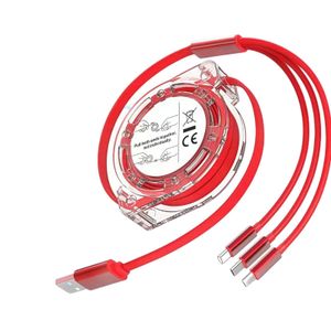 General 3-in-1 Retractable USB Fast Charging Cable - For Micro USB, Type-C, and Lightning Devices.