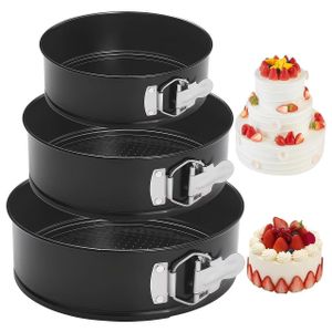Ensemble de 3 moules à gâteaux antiadhésifs et résistants avec fond amovible (22/24/26 cm)