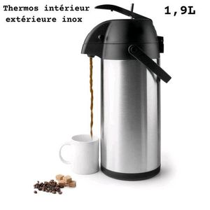 Thermos Isotherme à chaud - 1.9 Litres - Inox noirs saine et naturelle