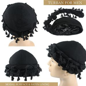 Gukbis Chapeau Turban Personnalisé Hip-Hop pour Homme avec Doublure en Satin de Haute Qualité - Noir