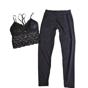 Bas coton plus  haut  noir dos croisé