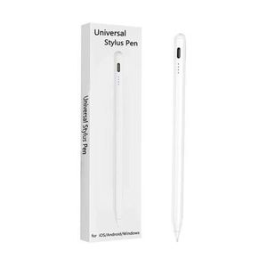 Universal Stylet universel en métal pour tablette iPad téléphone Android, stylet capacitif rechargeable pour le dessin, blanc