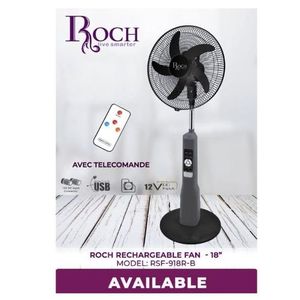 Binatone Roch Ventilateur Rechargeable - Roch 18' - Gris avec télécommande