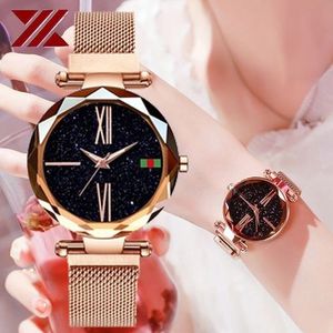 Smeeto Women Casual Watch Magnetic Strap Buckle Waterproof Diamond