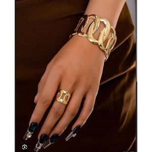 Ensemble bracelet et bague - Doré