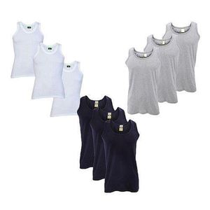 Lot De 9 Débardeurs - 100 % Coton - Noir Gris Et Blanc – Confort Quotidien et Style Moderne