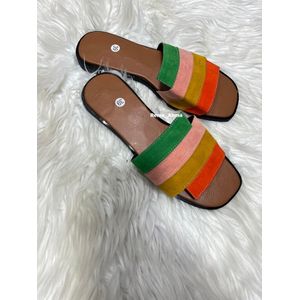 Sandale local Féminine mule plate à bout carré multicolore