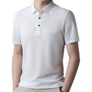 Berrykey Polo décontracté d'été pour homme à manches courtes, col retourné, chemise à boutons, blanc lourd