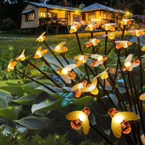 Flushrenic Lumières d'artifice solaires, lumières de jardin en forme d'abeille, lumières de jardin extérieures étanches. 120 LED sont répartis sur 40 branches de fil de cuivre. Lumières éclatantes (blanc chaud) pour sentiers de vacances, cours et jardins.