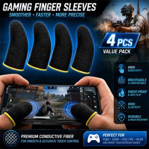 Litglobe Ensemble de 4 manchons de jeu pour doigts/pouces – Manchons pour manettes de jeu mobiles tactiles anti-transpiration, respirants et sans couture, adaptés à PUBG