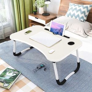 Table de lit Multifonctions pliable pour ordinateur et repas - Blanc