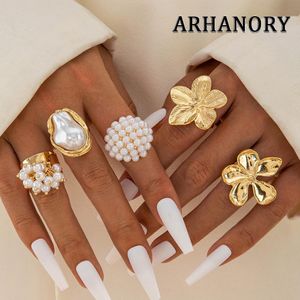 ARHANORY Coffret De 5 Bagues Ajustables Superposables Pour Femme – Or