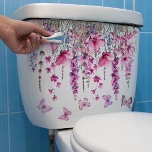 Autocollants de toilettes papillon floral - Embellissez votre salle de bain!