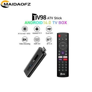 MAIDAOFZ Boîtier Smart TV Android 14, Wi-Fi BT TV Box, Télécommande Vocale, Vidéo 8K-2 Go de RAM et 16 Go de ROM-NOIR
