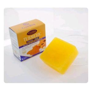 White Label 3 x savons au curcuma + gants de toilette exfoliant, Savon 100% naturel pour le visage et le coprs