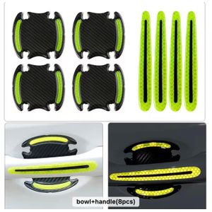 Lot de 8 autocollants de protection poignées de porte voiture en fibre de carbone