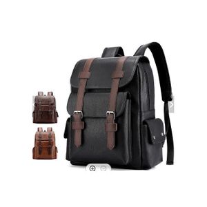 Sac à dos en cuir PU Noir, - Pour homme, élégant et doux, pour ordinateur et accessoires pour professionnels