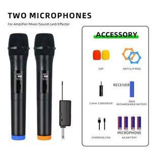 Microphone sans fil 2 canaux VHF Microphone portable à fréquence fixe pour la réunion du spectacle professionnel de l'église du Karaoké de la fête