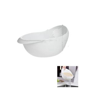 ShebSheb Passoire et saladier combinés pour riz, pâtes, légumes, fruits (blanc)